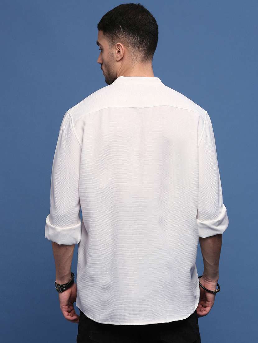 men white cotton blend casual shirt - 21514814 -  Standard Image - 3