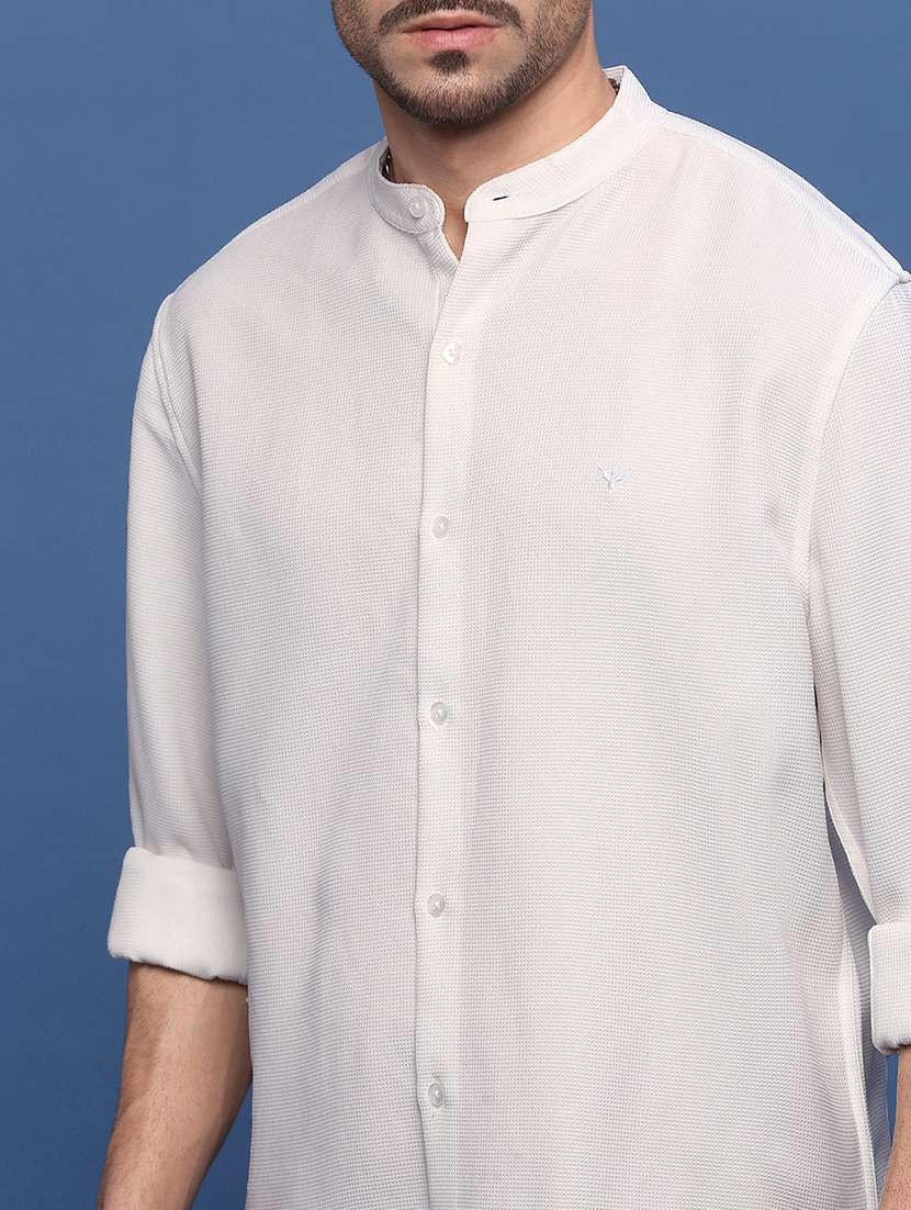 men white cotton blend casual shirt - 21514814 -  Standard Image - 5