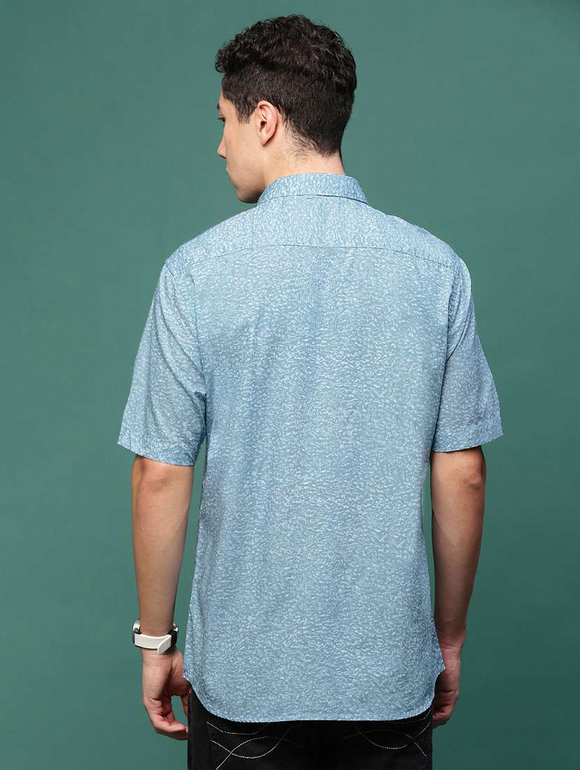 men blue micro printed casual shirt - 21514821 -  Standard Image - 3