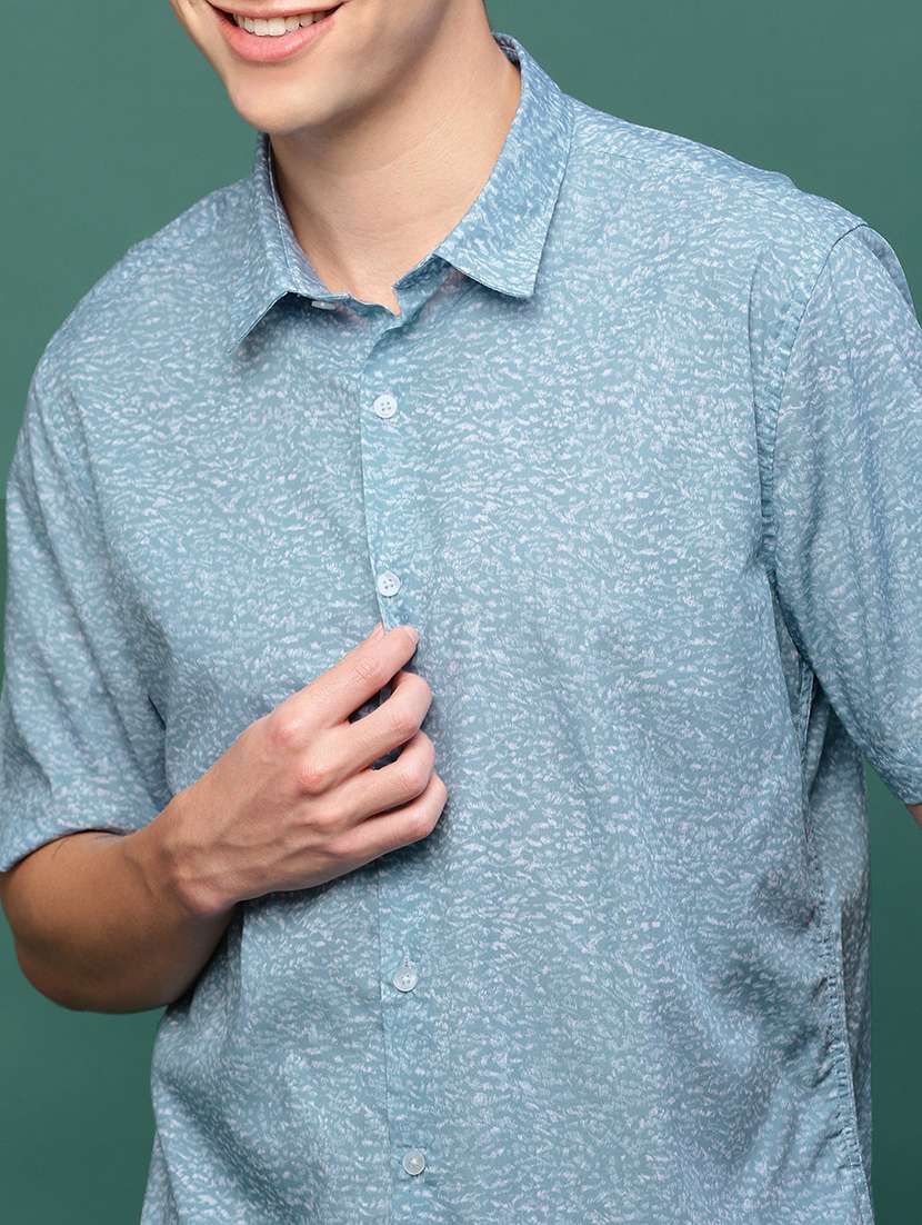 men blue micro printed casual shirt - 21514821 -  Standard Image - 5