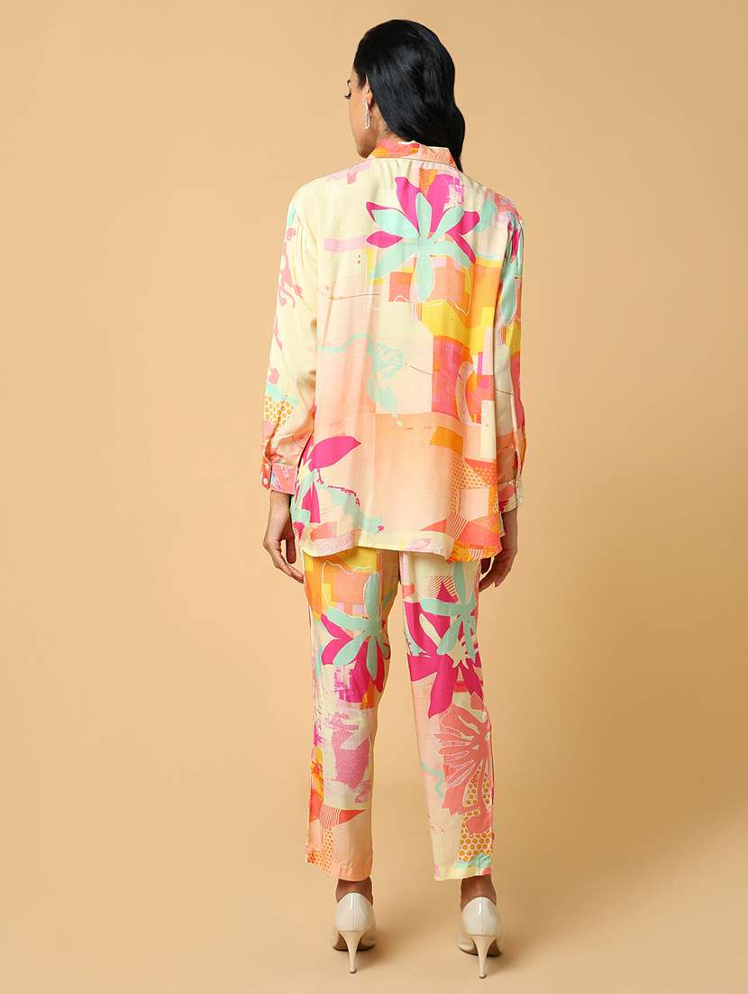 women multi coloured viscose shirt and trouser co-ord set - 21514849 -  Standard Image - 3