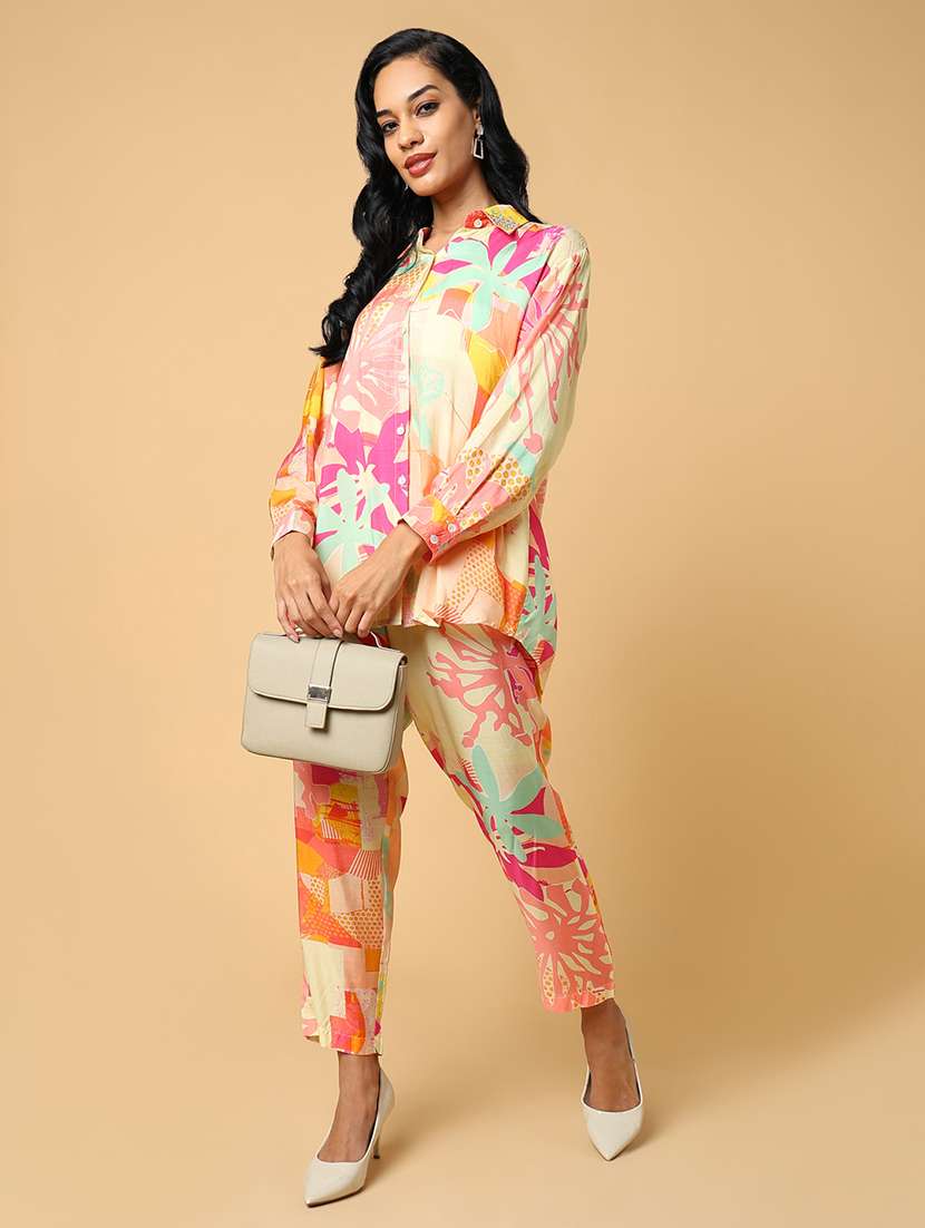 women multi coloured viscose shirt and trouser co-ord set - 21514849 -  Standard Image - 5