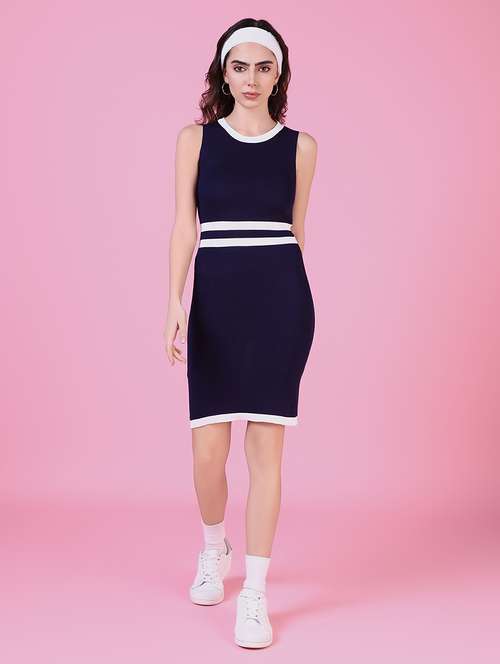 women navy blue stripes bodycon dress - 21514857 -  Standard Image - 0