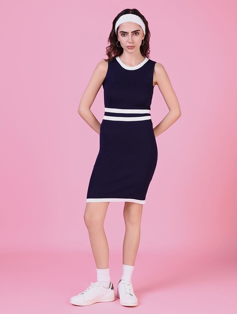 women navy blue stripes bodycon dress - 21514857 - Standard Image - 5