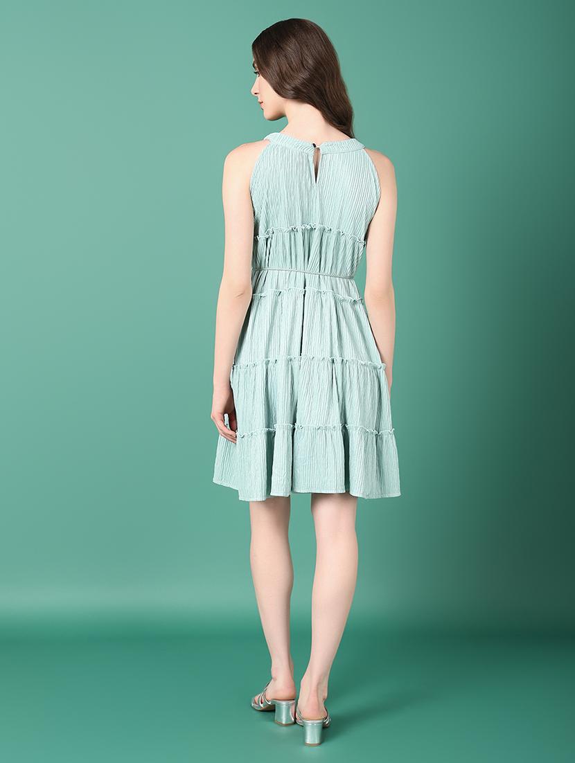 women solid halter sleeveless tiered dress - 21514887 - Standard Image - 3