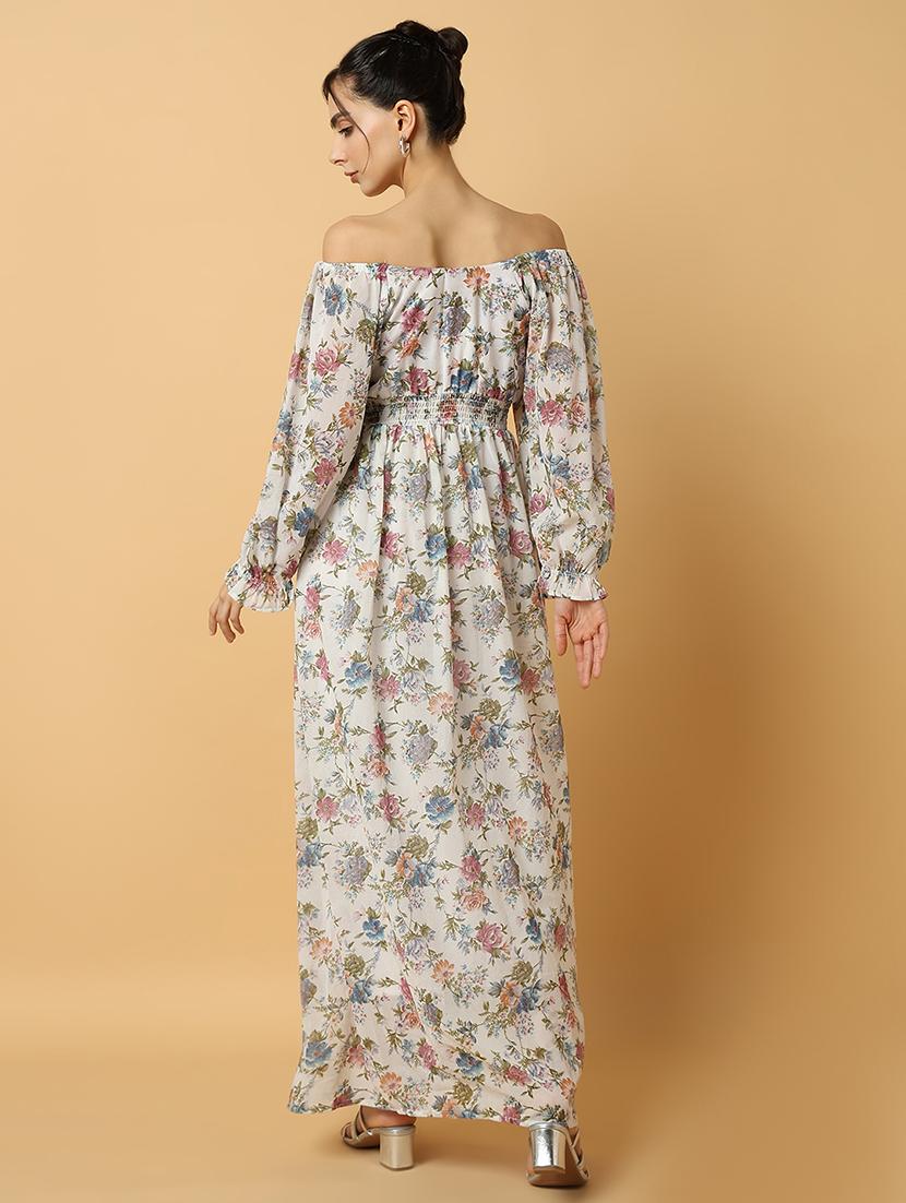 women floral printed off shoulder maxi dress - 21514890 - Standard Image - 3