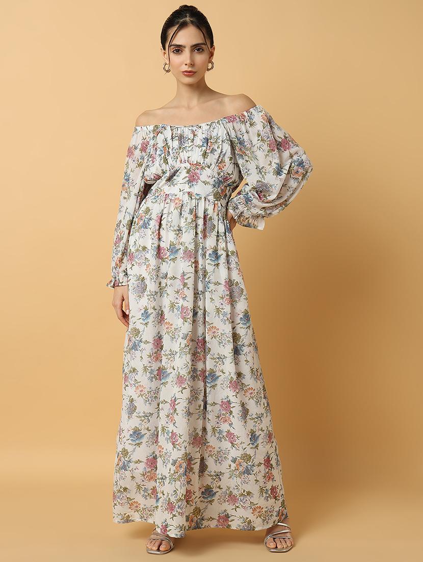 women floral printed off shoulder maxi dress - 21514890 - Standard Image - 5