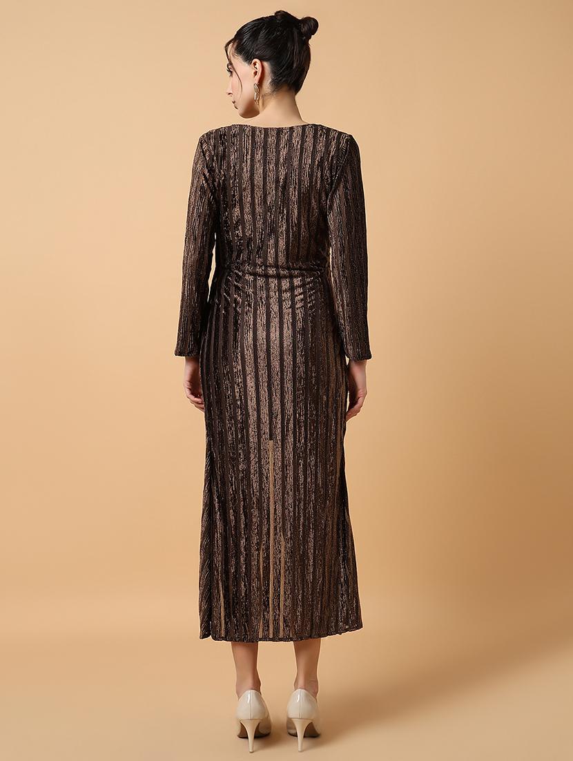 women brown self-designed wrap dress - 21514891 - Standard Image - 3