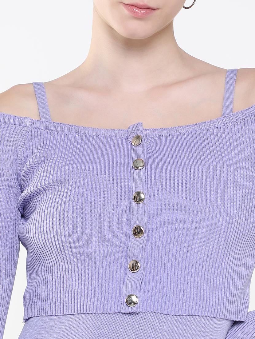women purple solid bodycon dress - 21514897 - Standard Image - 5