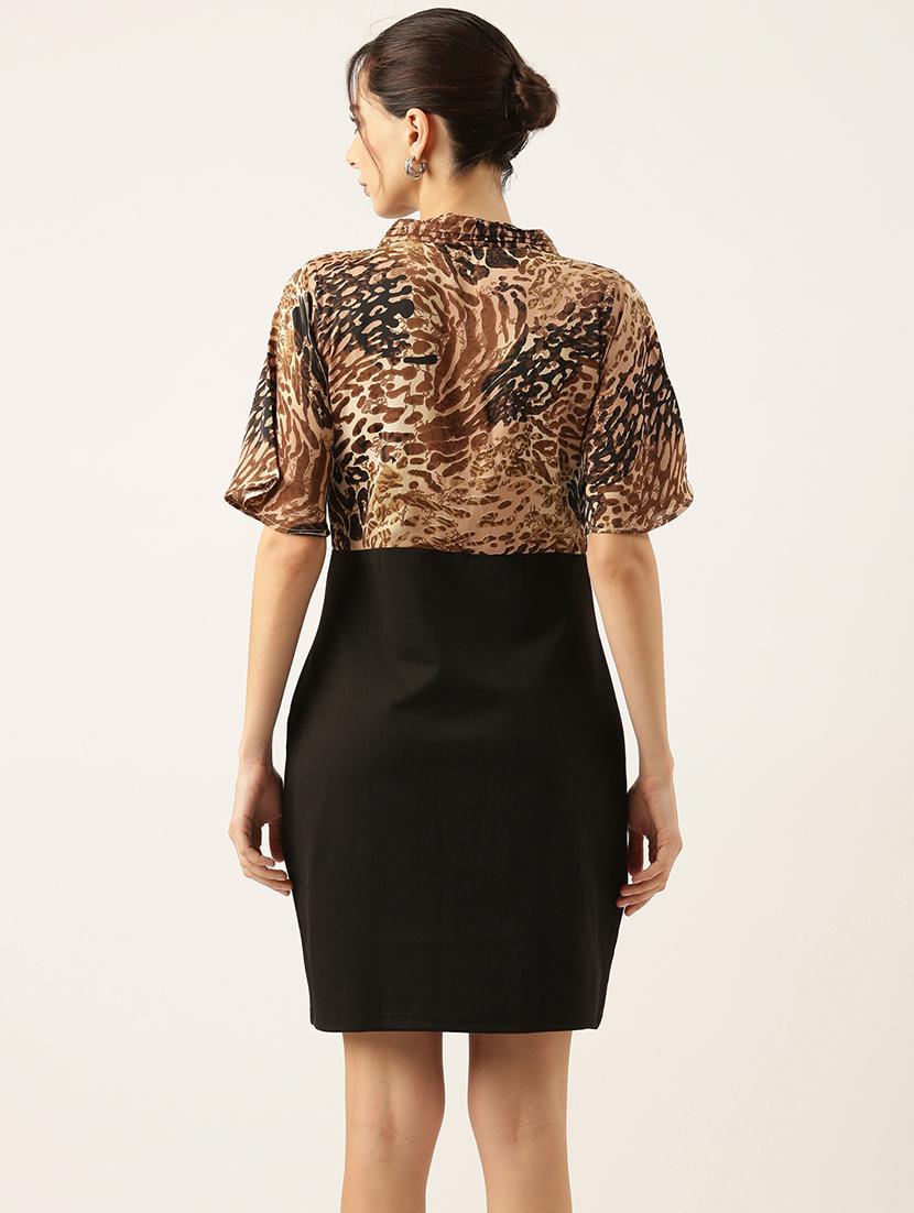 women printed v neck sheath dress - 21514898 - Standard Image - 3