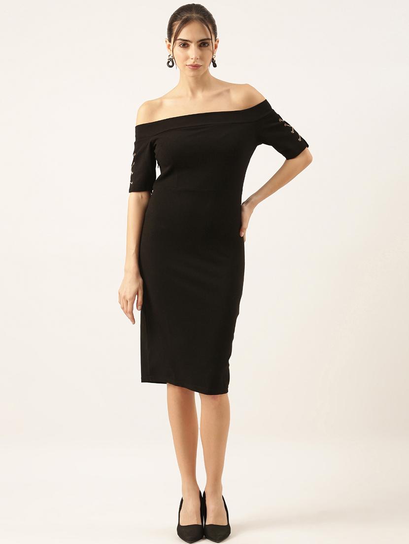 women black solid bodycon dress - 21514901 - Zoom Image - 0