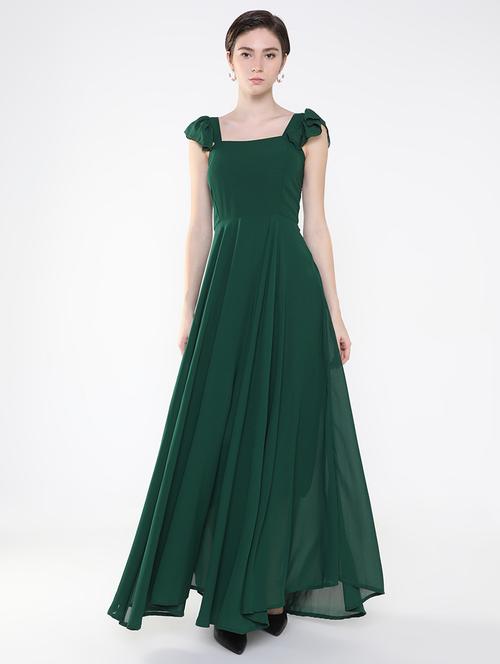 women green solid fit & flare dress - 21514902 -  Standard Image - 0