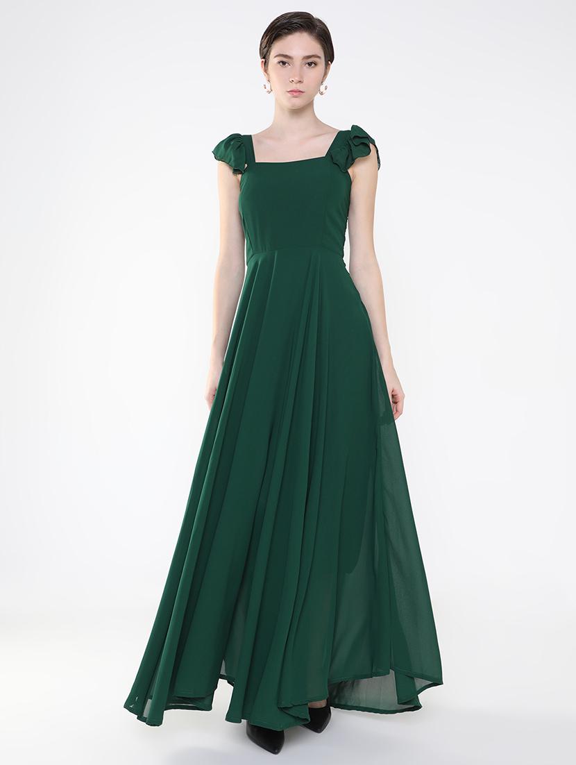 women green solid fit & flare dress - 21514902 -  Zoom Image - 0