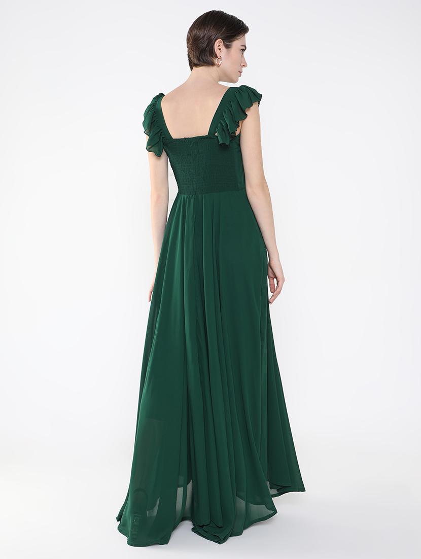 women green solid fit & flare dress - 21514902 - Standard Image - 3