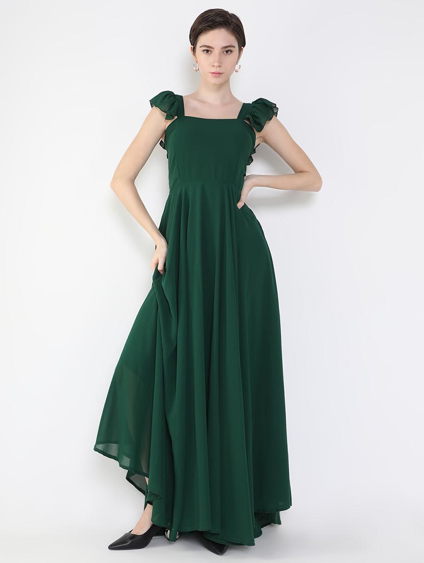 women green solid fit & flare dress - 21514902 - Standard Image - 5