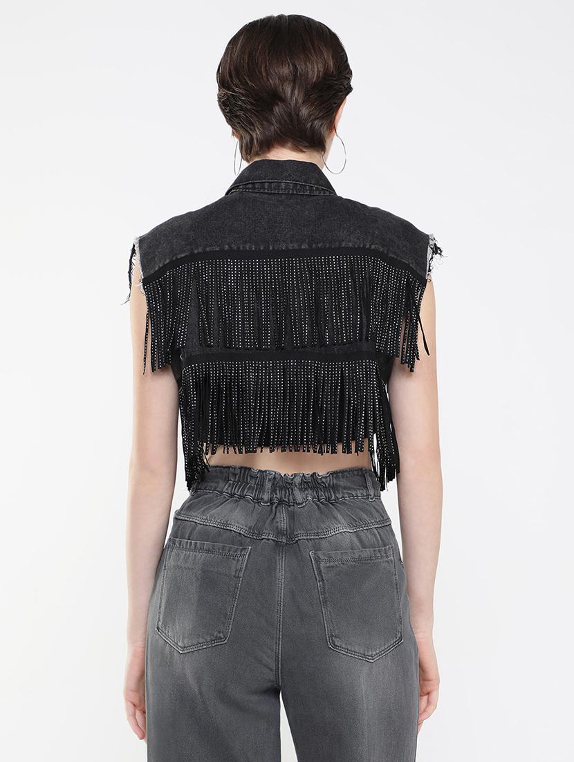 women black denim summer jackets - 21514907 - Standard Image - 3
