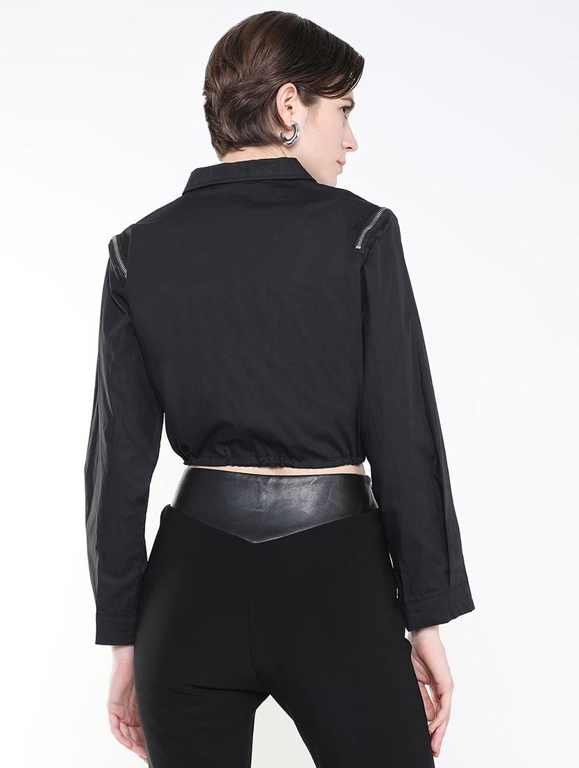 women black solid regular jacket - 21514908 - Standard Image - 3