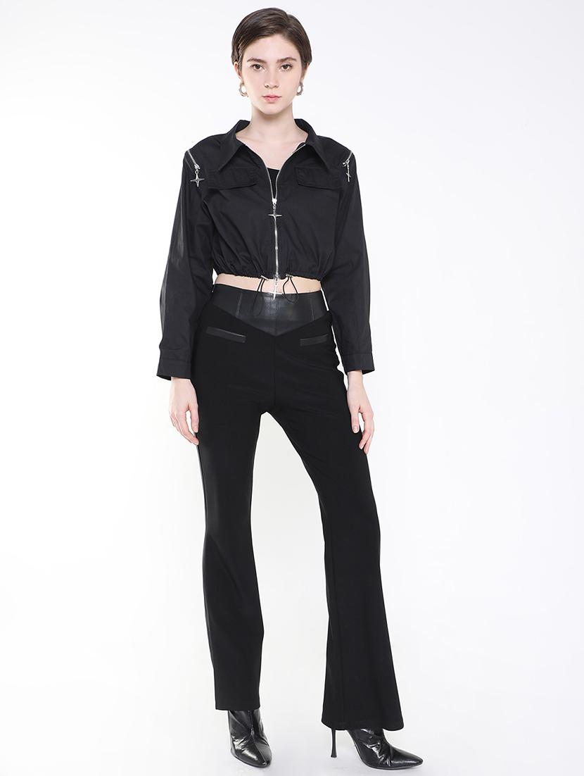 women black solid regular jacket - 21514908 - Standard Image - 5