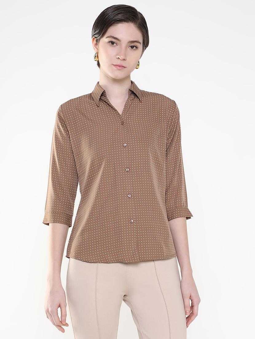 women brown crepe regular shirt - 21514926 - Zoom Image - 0