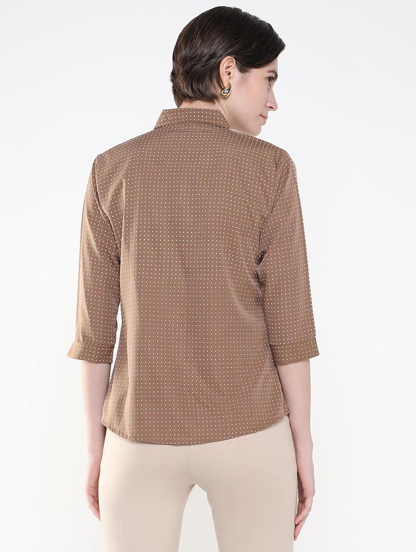 women brown crepe regular shirt - 21514926 - Standard Image - 3