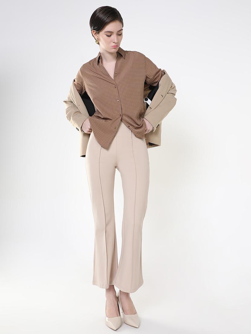 women brown crepe regular shirt - 21514926 - Standard Image - 5