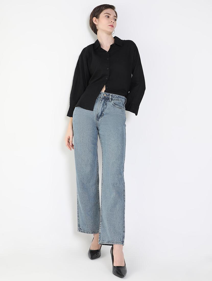 women black cotton blend regular shirt - 21514934 - Standard Image - 5