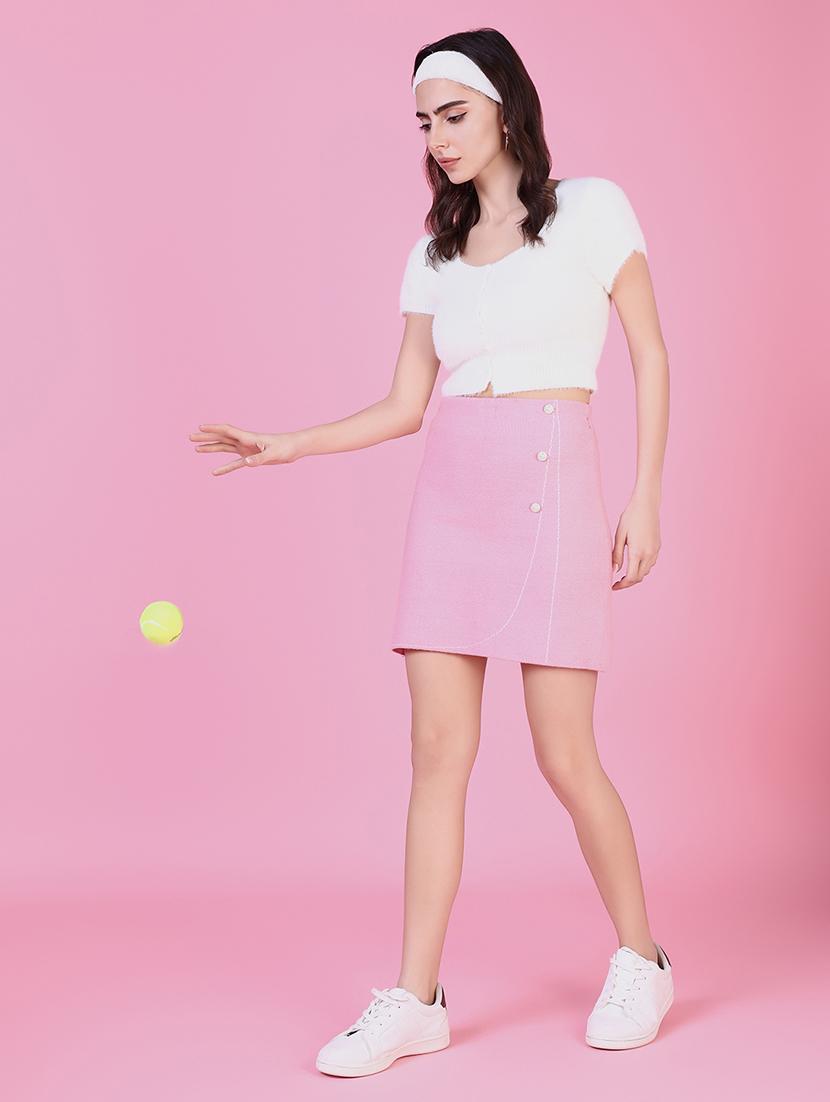 women solid short sleeves crop top - 21514958 - Standard Image - 5