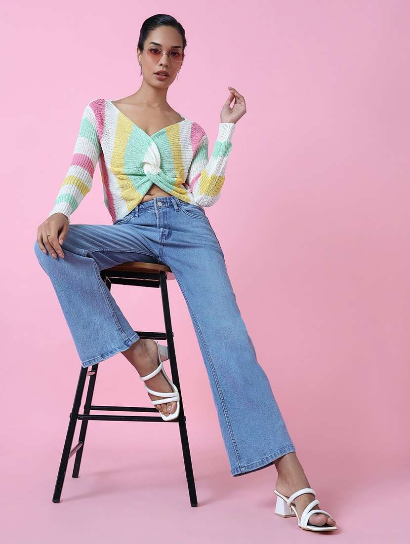 women multicolored stripes crop top - 21514961 -  Standard Image - 5