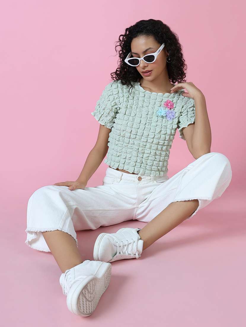 women sea green solid regular top - 21514962 -  Standard Image - 5