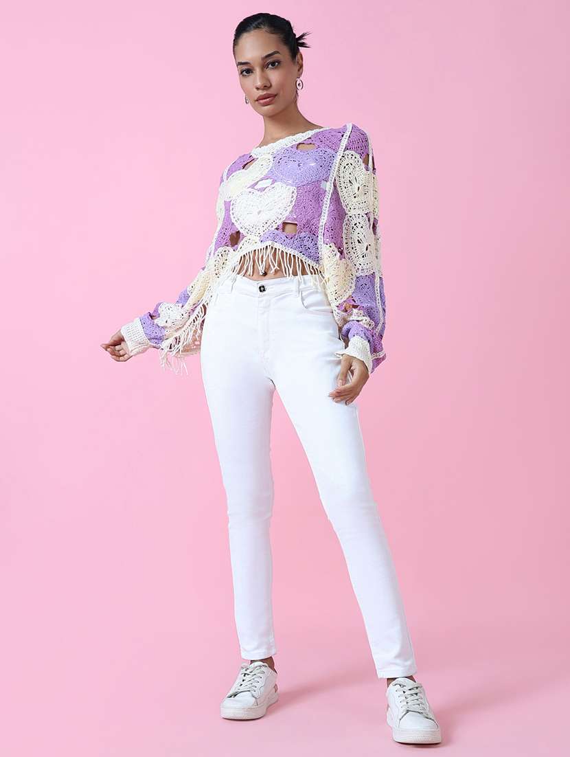 women purple self-designed crop top - 21514972 -  Standard Image - 5