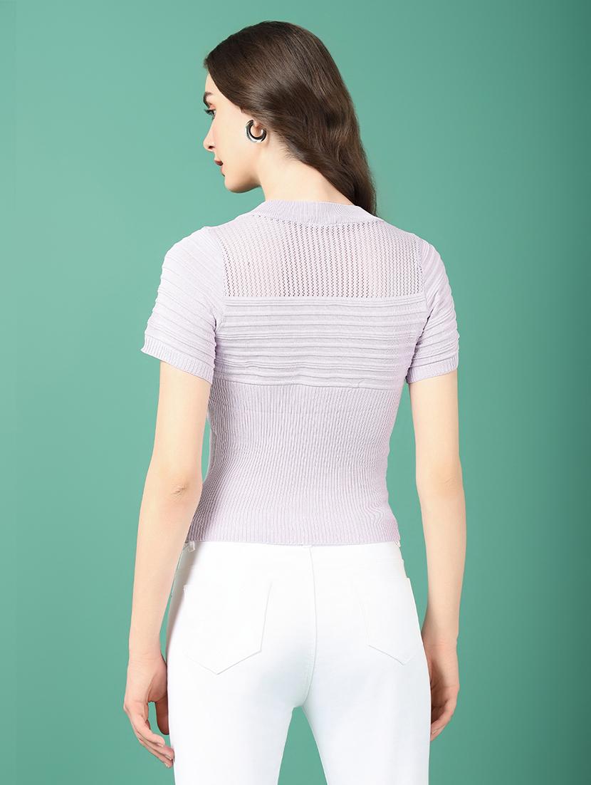 women lavender crochet regular top - 21514978 - Standard Image - 3