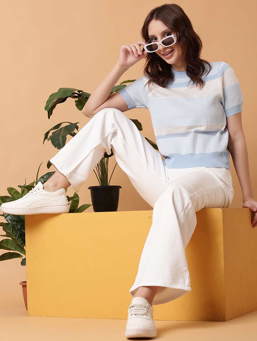 women blue crochet regular top - 21514986 -  Standard Image - 5