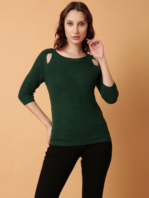 women green solid regular top - 21514999 -  Standard Image - 0