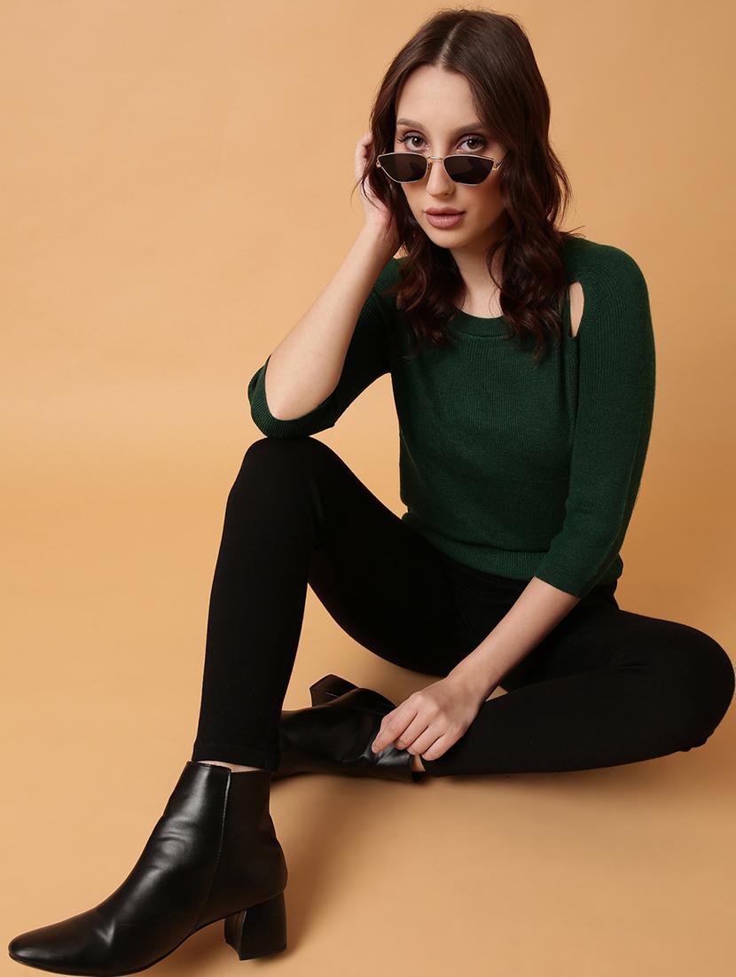 women green solid regular top - 21514999 - Standard Image - 5