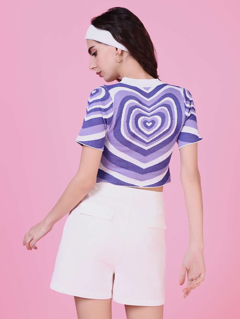 women purple self-designed crop top - 21515018 -  Standard Image - 3