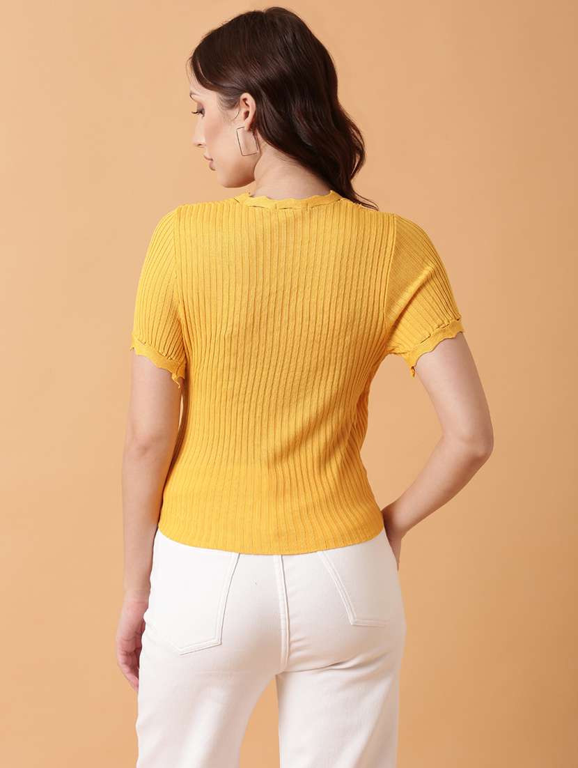 women yellow self-designed regular top - 21515026 -  Standard Image - 3