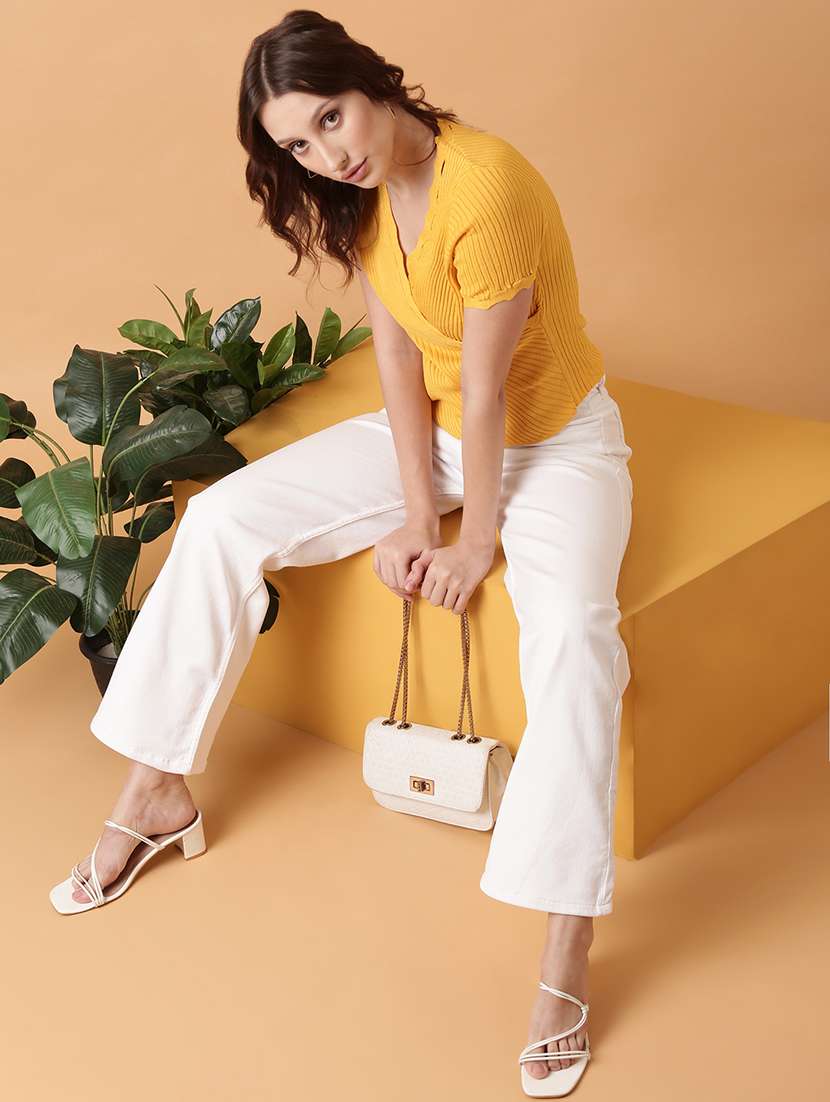 women yellow self-designed regular top - 21515026 -  Standard Image - 5