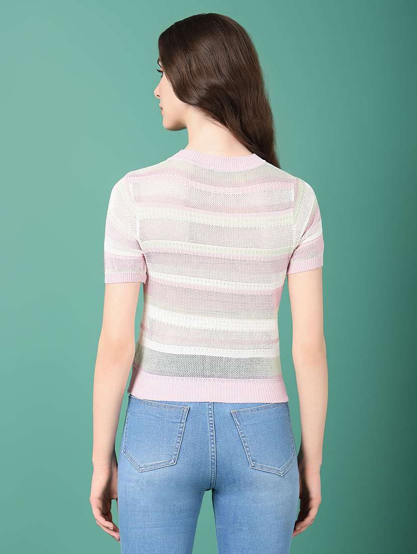 women round neck crochet regular top - 21515027 -  Standard Image - 3