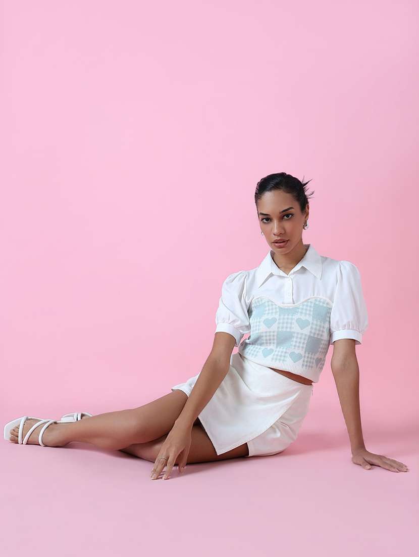 women self design short sleeve shirt top - 21515029 -  Standard Image - 5