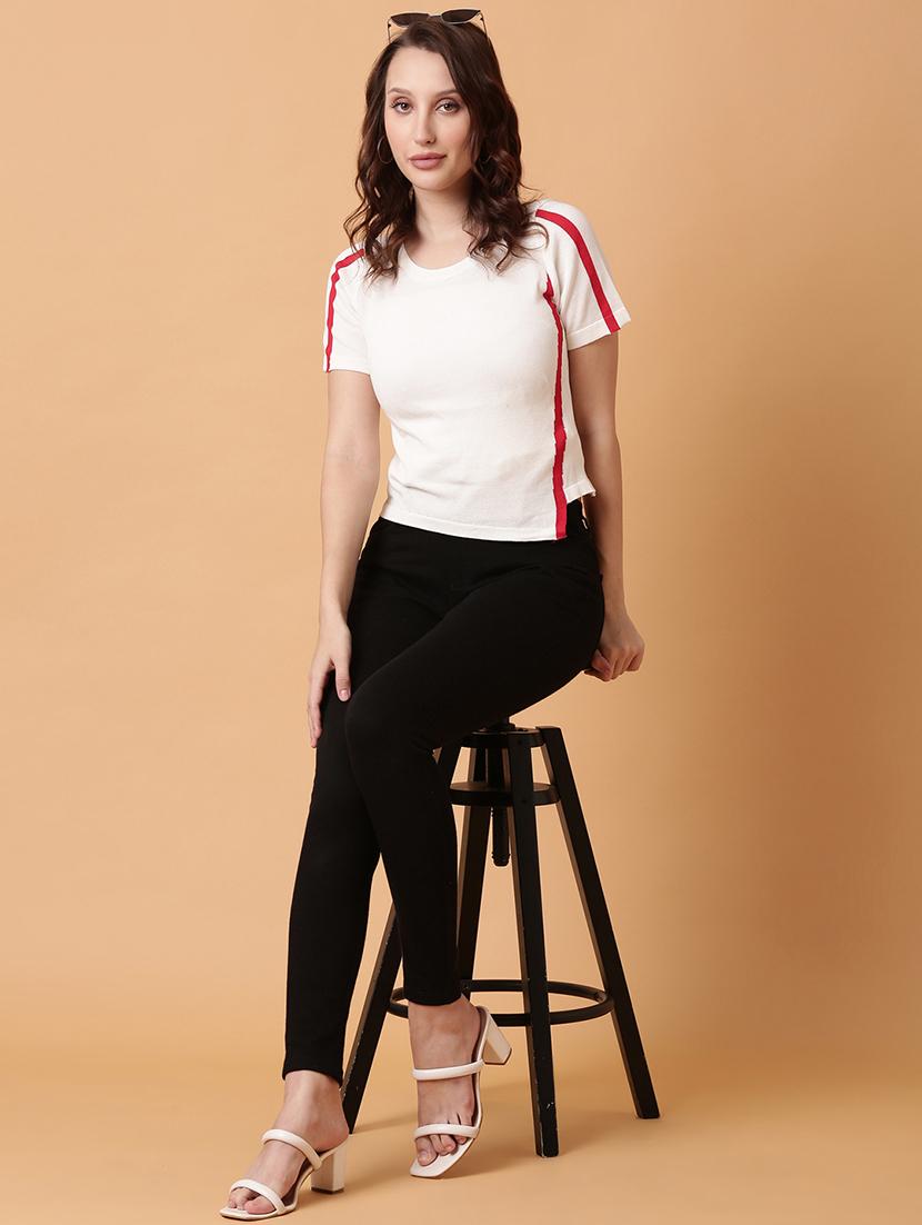 women white solids round neck top - 21515038 - Standard Image - 5