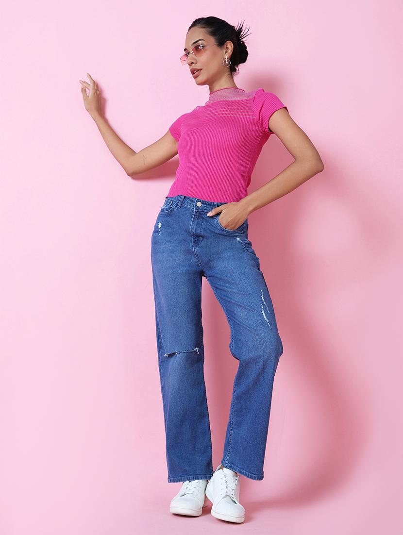 women pink solids short sleeves top - 21515042 - Standard Image - 5