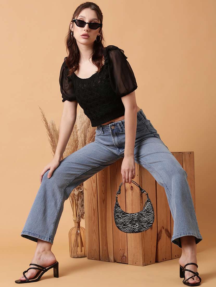 women black crochet crop top - 21515045 -  Standard Image - 5