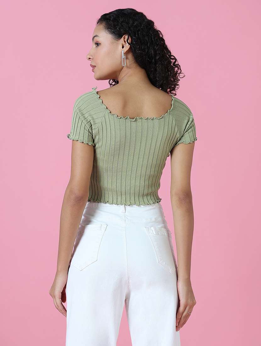 women short sleeve self-designed crop top - 21515069 - Standard Image - 3