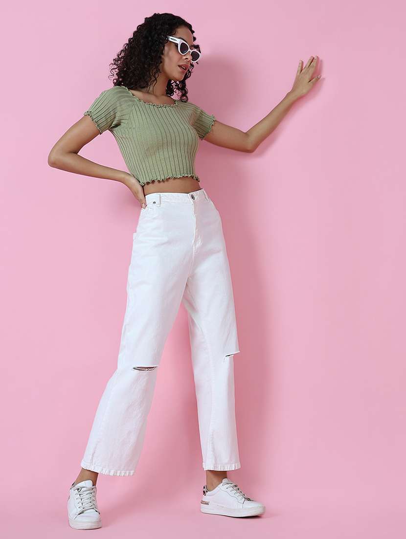 women short sleeve self-designed crop top - 21515069 - Standard Image - 5