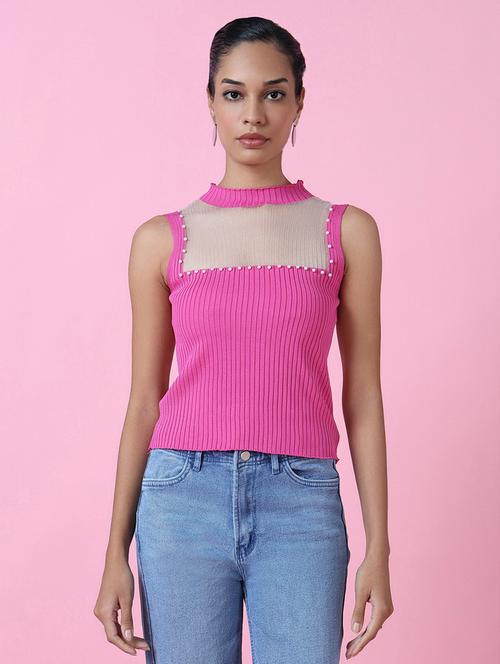 women pink solids sleeveless top - 21515080 -  Standard Image - 0