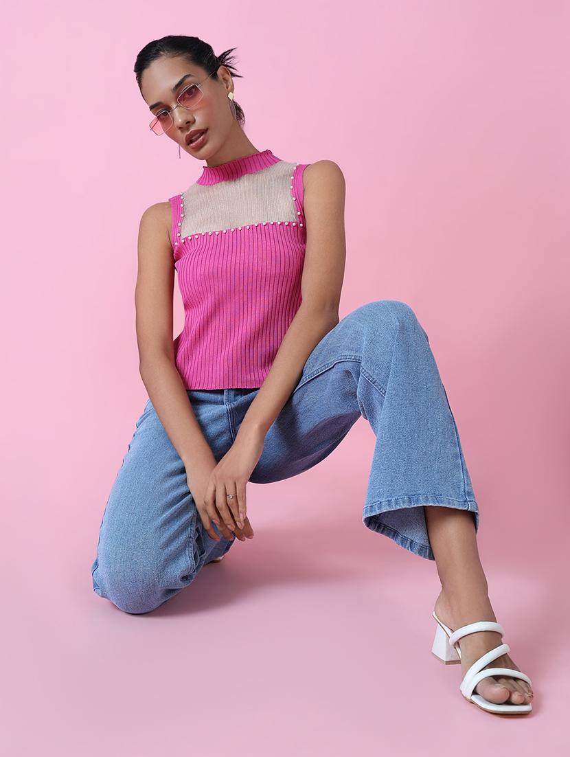 women pink solids sleeveless top - 21515080 - Standard Image - 5
