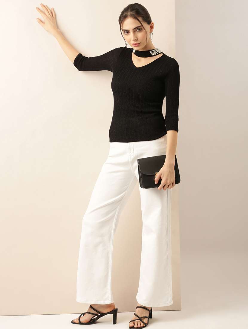 women black self design choker neck top - 21515096 -  Standard Image - 5