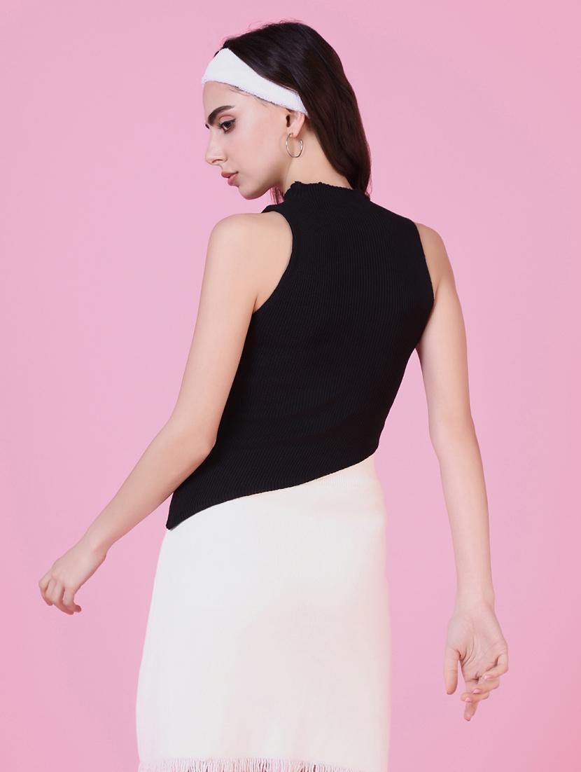 women black solids asymmetric top - 21515107 - Standard Image - 3