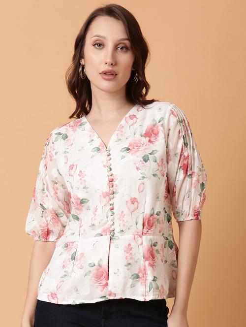 women white floral printed peplum top - 21515116 -  Standard Image - 0