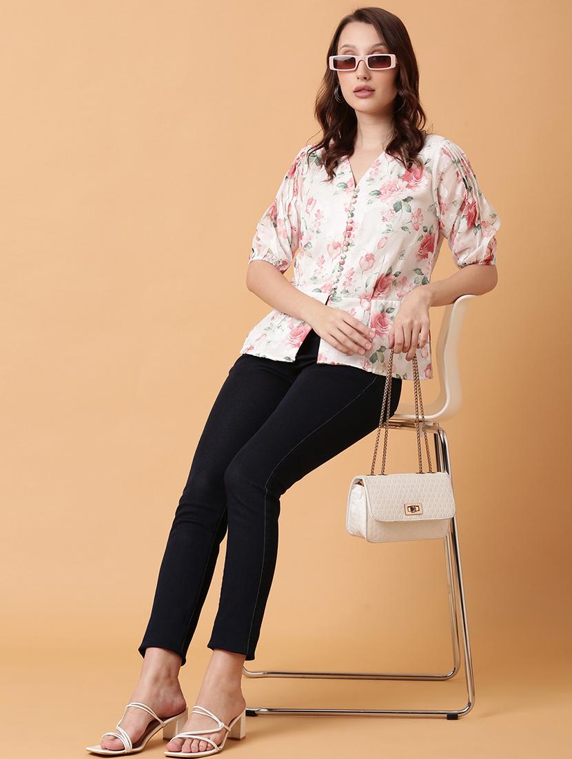 women white floral printed peplum top - 21515116 - Standard Image - 5